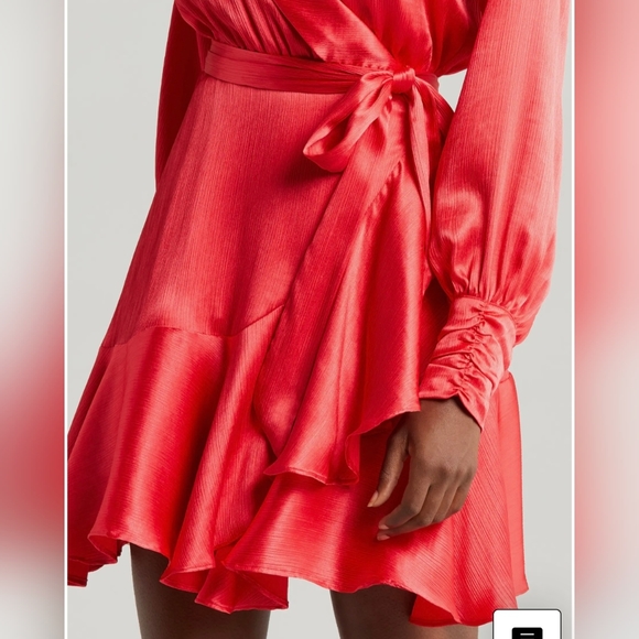 Galiena Long Sleeve Satin Wrap Dress - Picture 3 of 4